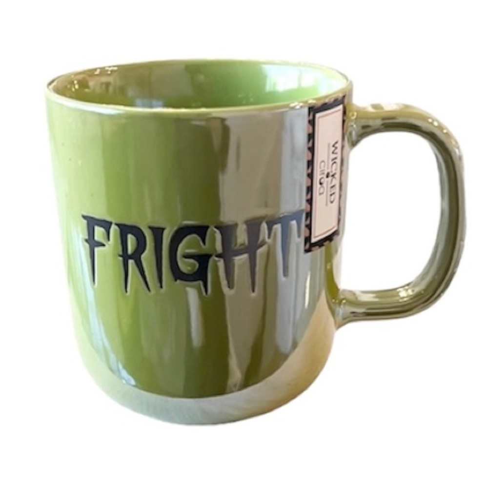 💚 FRIGHT Metallic Green Halloween Mug Wicked Ciroa NEW
